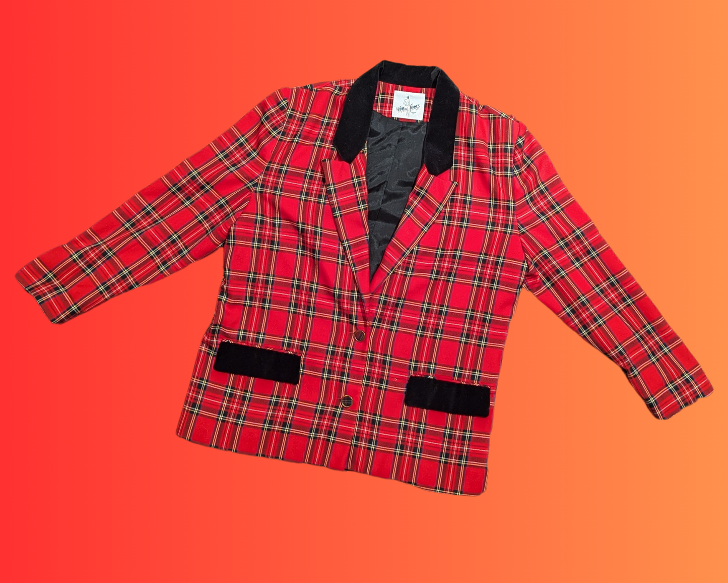 Vintage 1990's Red Plaid Blazer by Histoire de Femmes Paris Size M