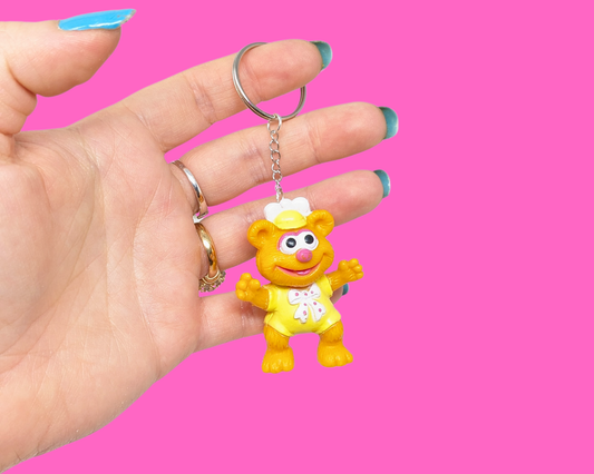 Handmade, Upcycled The Muppets Baby Fozzie Bear Toy Keychain