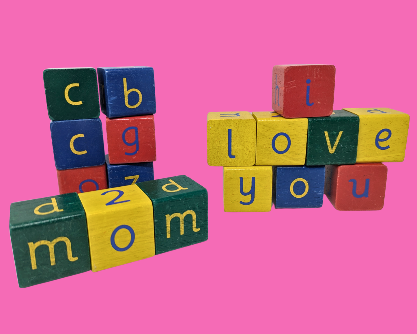 Vintage Wooden Blocks With Letters & Numbers