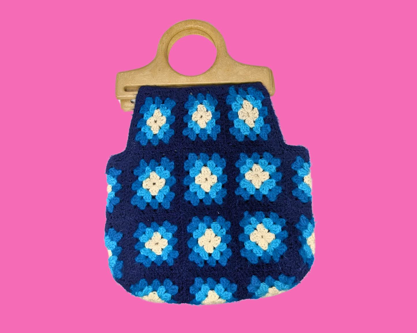 Vintage 1960's Blue Crochet Handbag