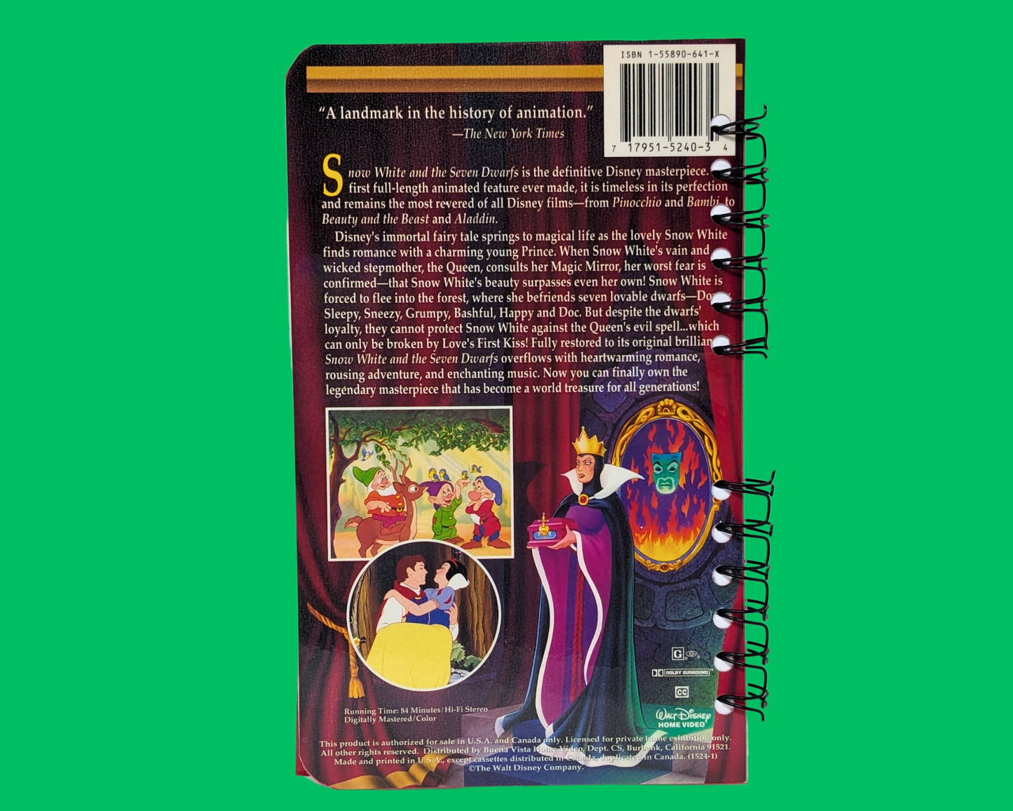 Snow White and the Seven Dwarves, Walt Disney VHS Movie Notebook