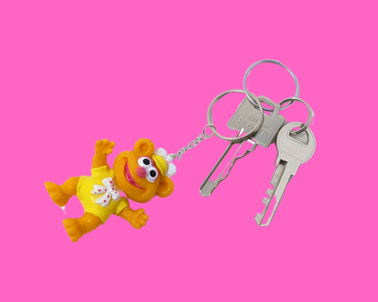 Handmade, Upcycled The Muppets Baby Fozzie Bear Toy Keychain