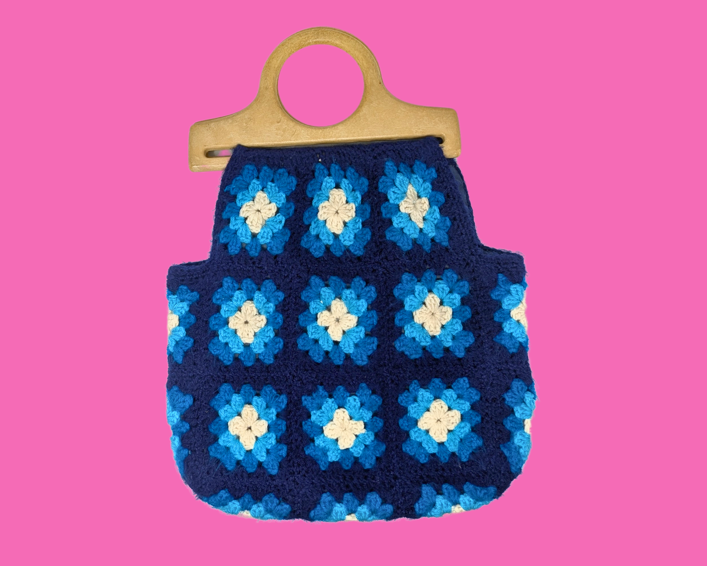 Vintage 1960's Blue Crochet Handbag