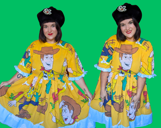 Handmade, Upcycled Vintage 1990's Walt Disney's, Pixar Toy Story, Woody Bedsheet T-Shirt Dress Fits S-M-L-XL