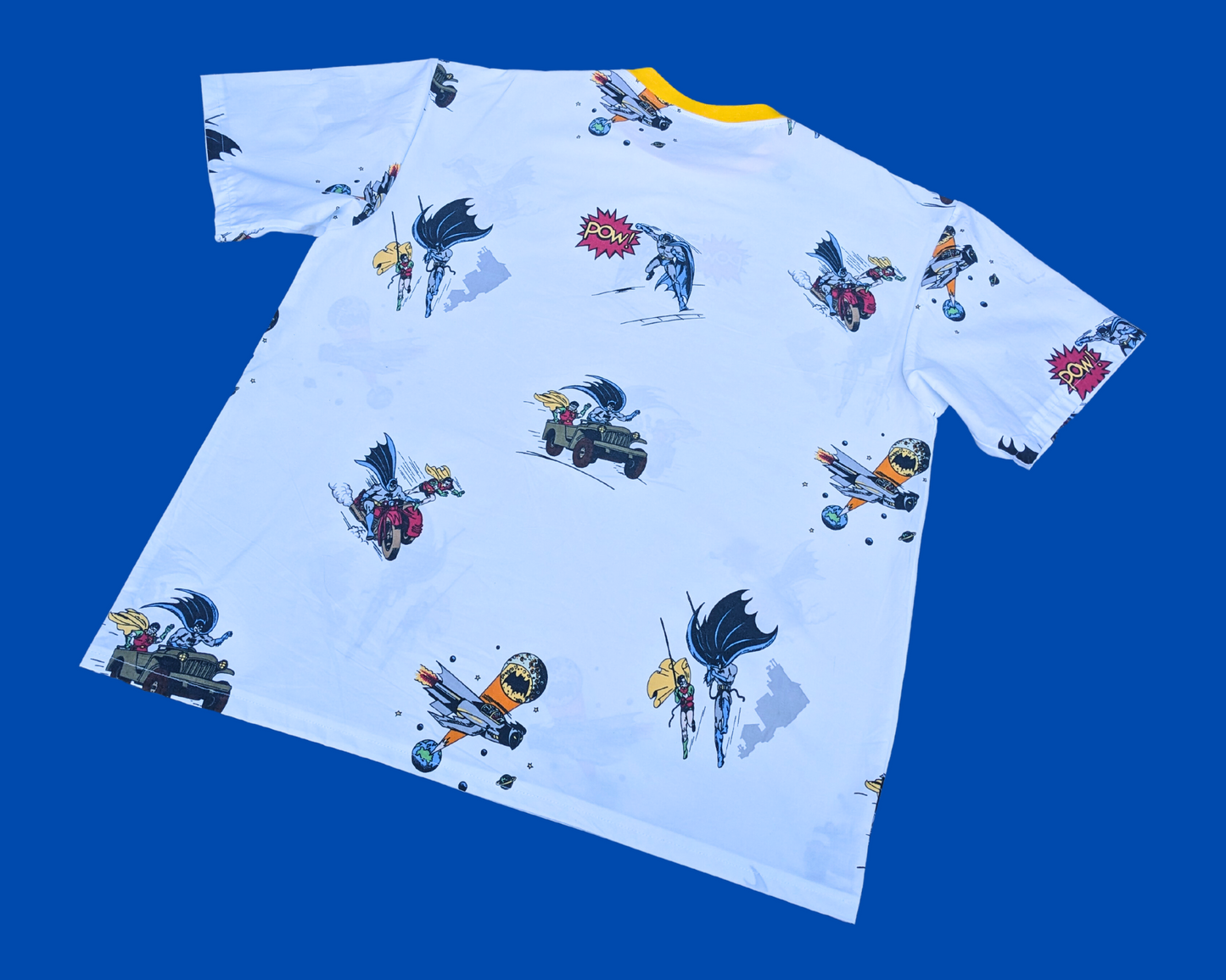 Handmade, Upcycled Batman and Robin Bedsheet T-Shirt Oversized XS - Fits Like A Size M