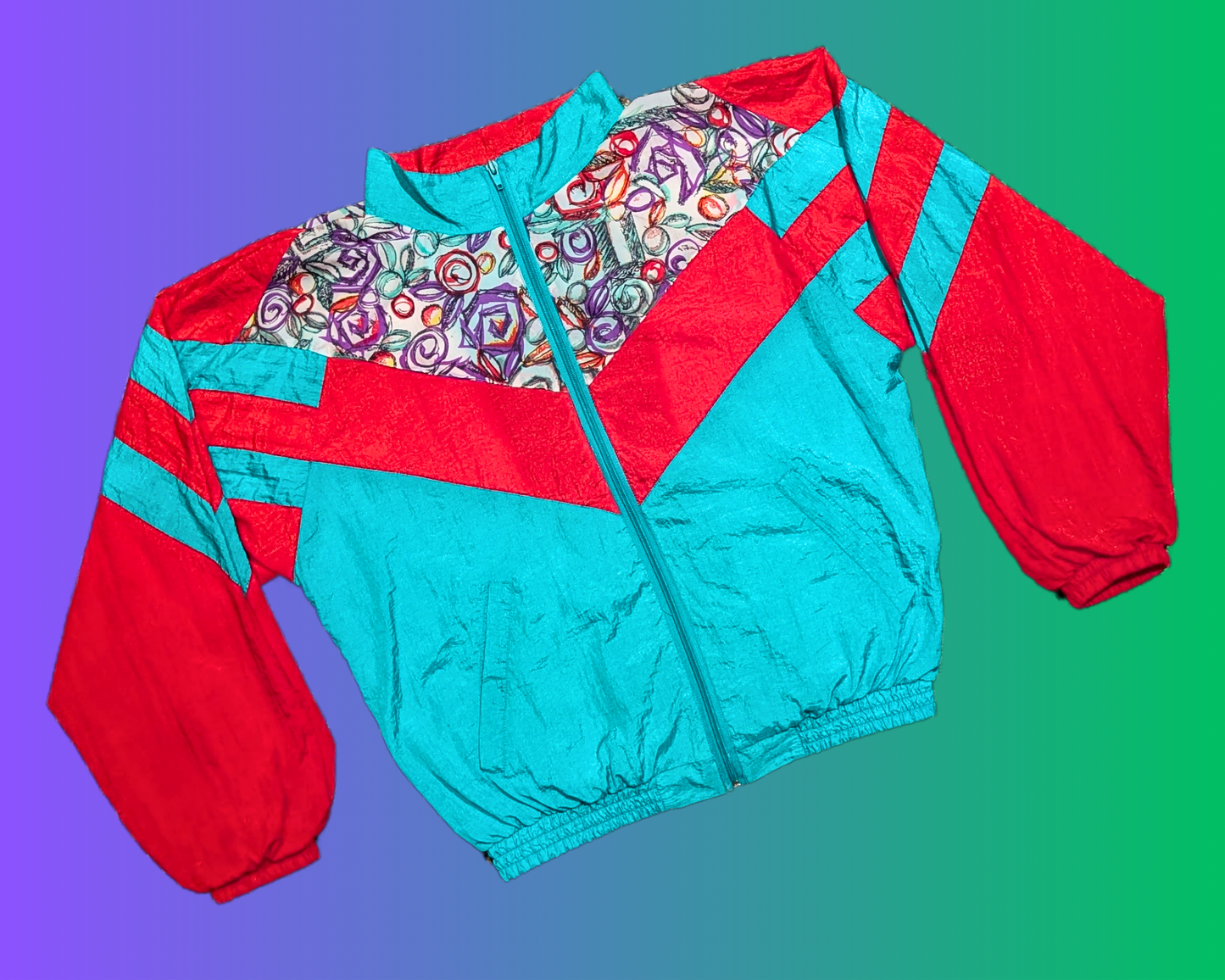 Vintage 1990's Funky Red and Blue Light Jacket Size S