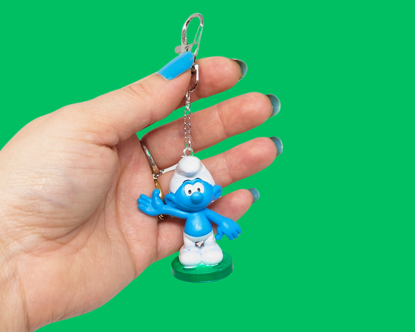 Handmade, Upcycled The Smurfs Toy Keychain