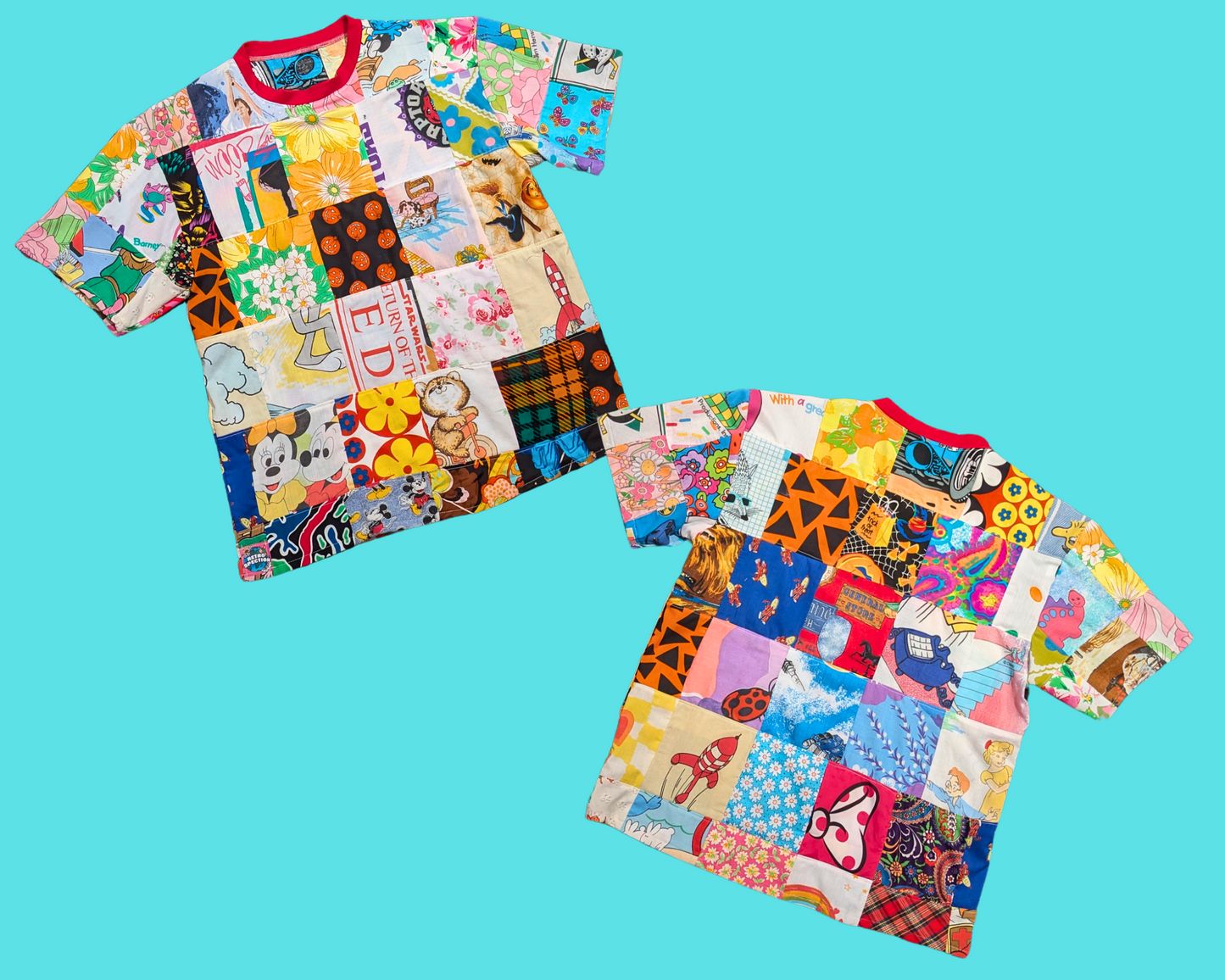 Made-To-Order Handmade, Upcycled Patchwork T-Shirt Oversized S-M, Fitted L-XL