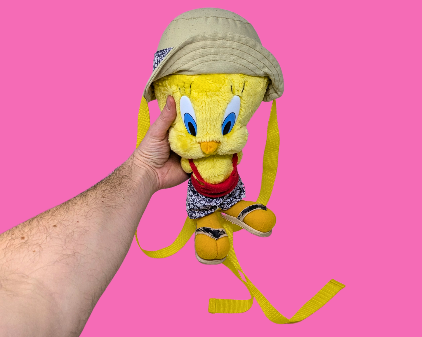 Vintage 1990's The Looney Tunes Tweety Bird Plush Backpack