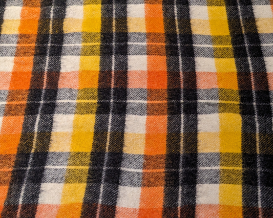 Vintage 1980's Wool and Nylon Canadian, Plaid Blanket