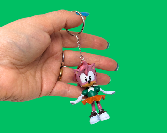 Handmade, Upcycled Sonic The Hedgehog, Amy Rose Toy Keychain