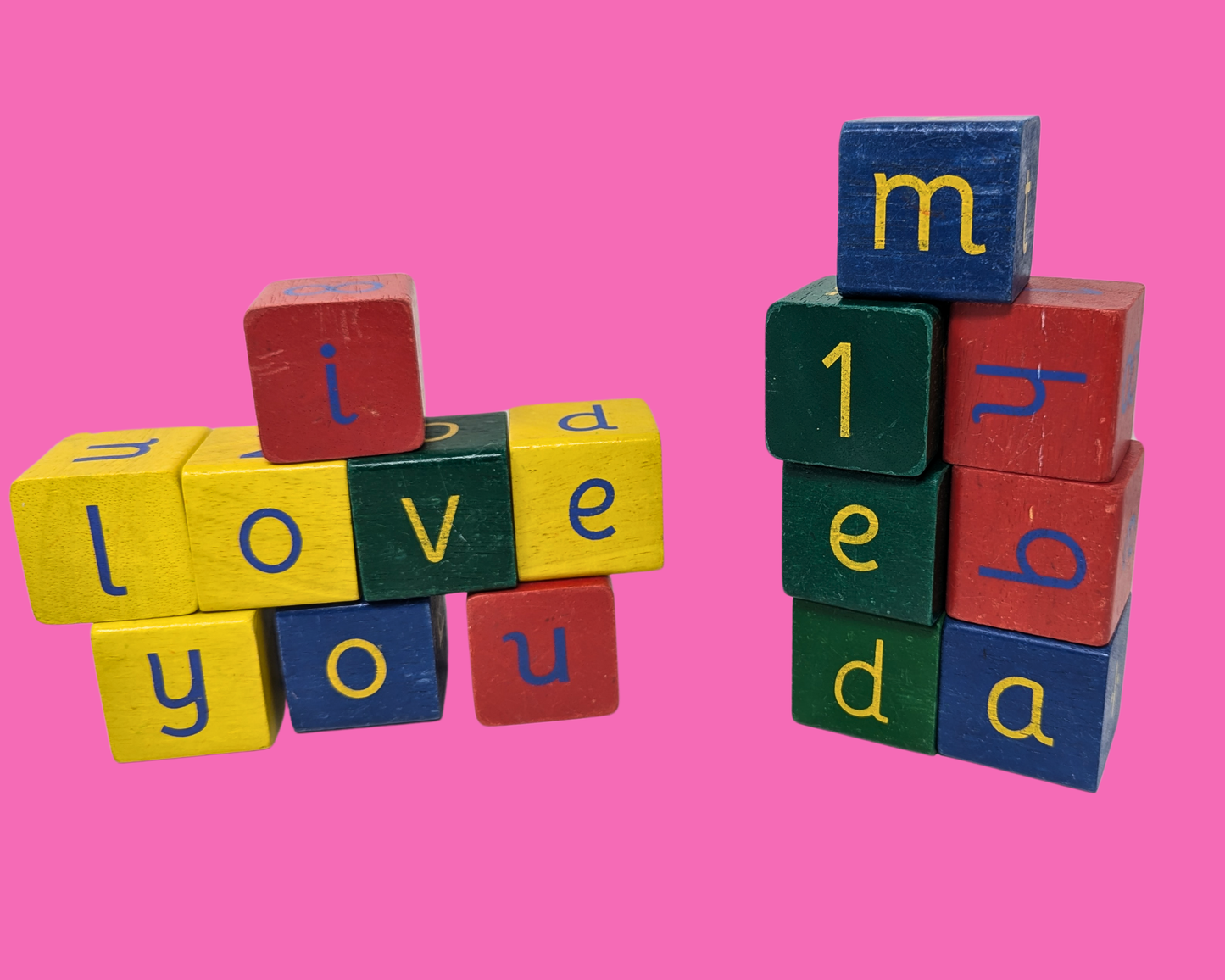 Vintage Wooden Blocks With Letters & Numbers