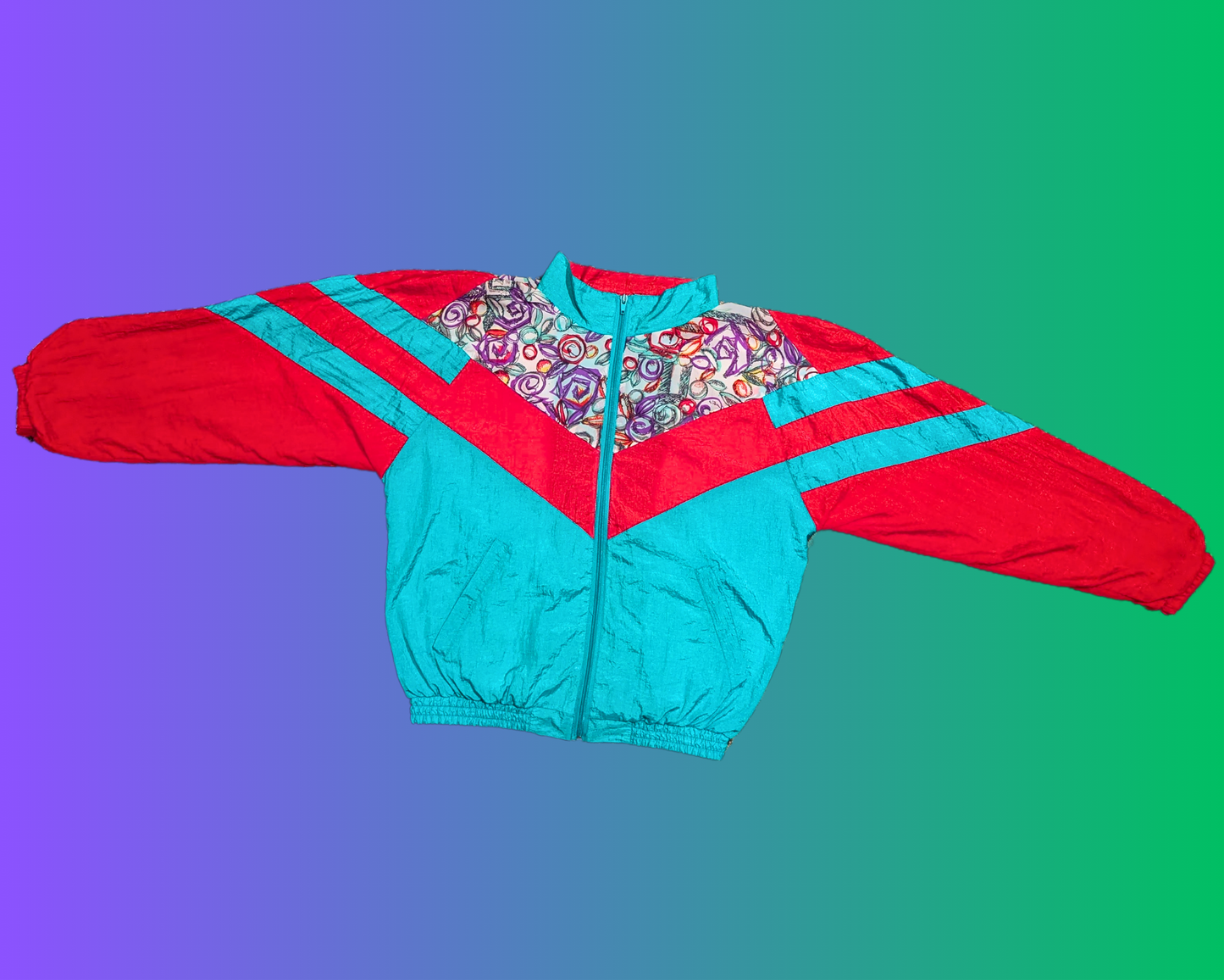 Vintage 1990's Funky Red and Blue Light Jacket Size S