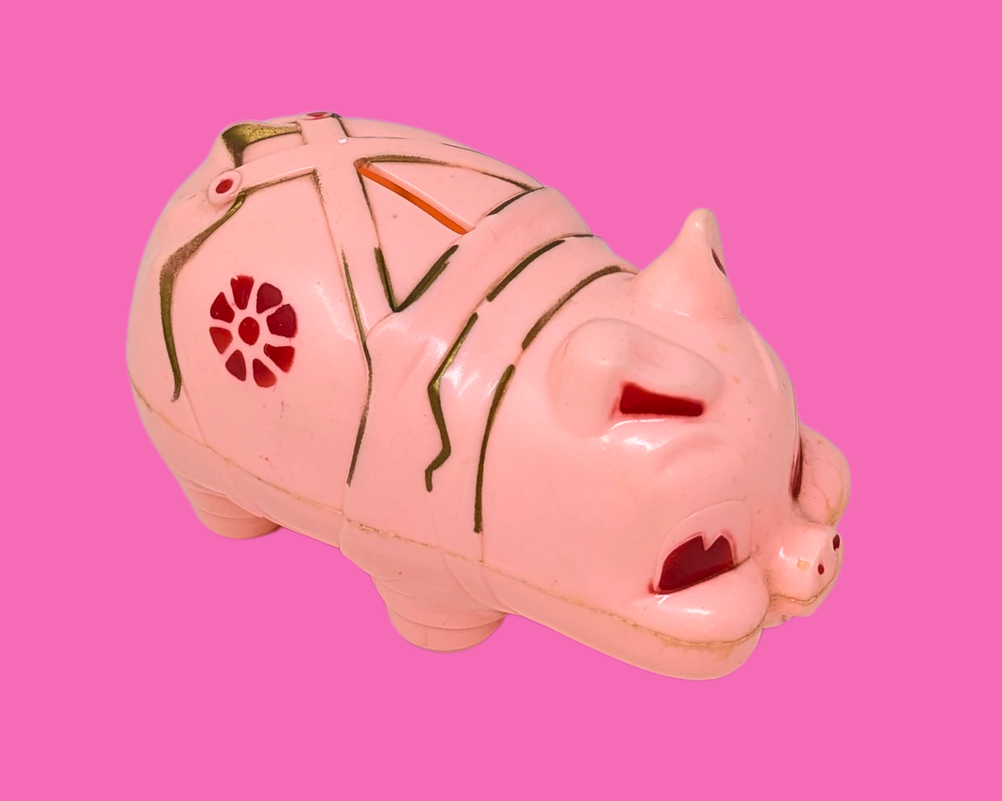 Vintage 1960's Pink, Plastic Piggy Bank