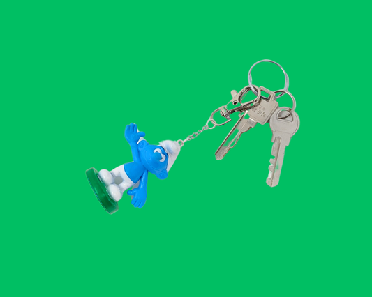 Handmade, Upcycled The Smurfs Toy Keychain