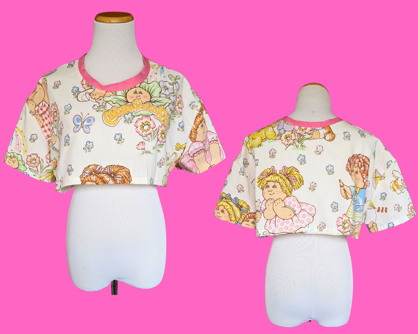 Handmade, Upcycled Cabbage Patch Kids Bedsheet Crop Top Size XS