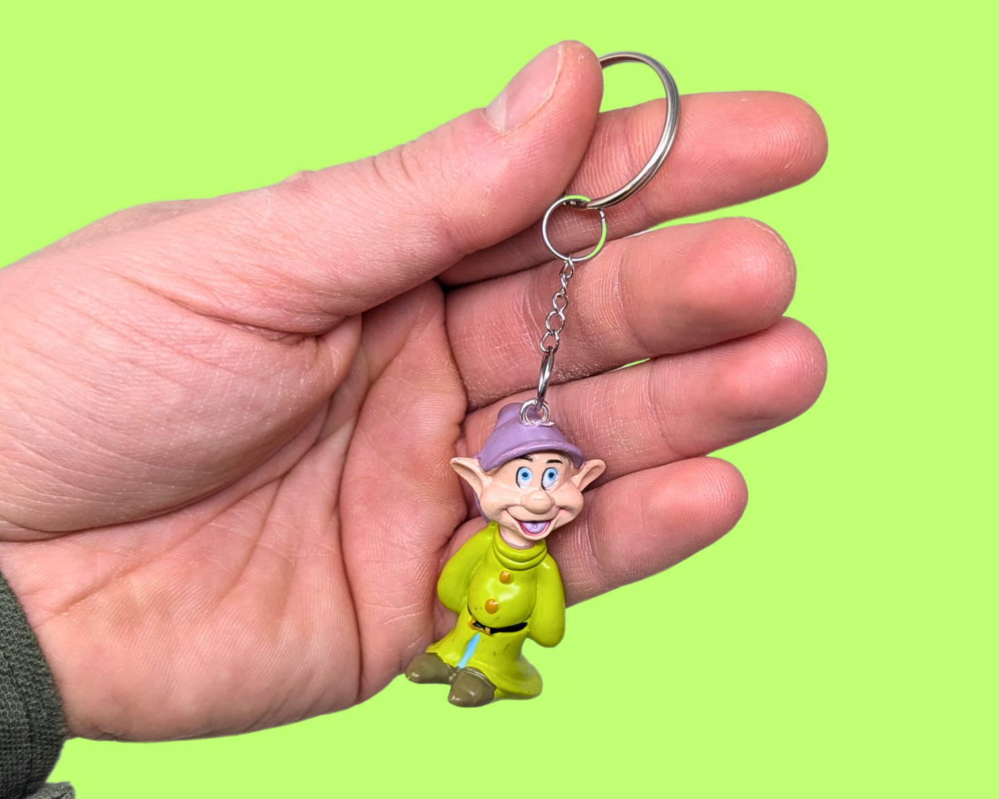 Handmade, Upcycled Snow White and the Seven Dwarves, Dopey Toy Keychain