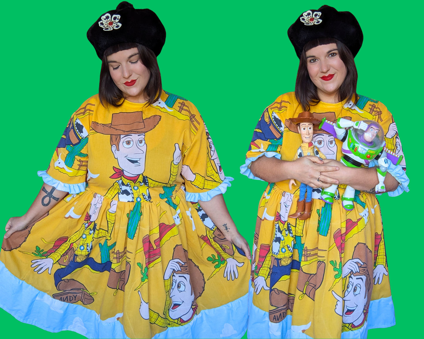 Handmade, Upcycled Vintage 1990's Walt Disney's, Pixar Toy Story, Woody Bedsheet T-Shirt Dress Fits S-M-L-XL