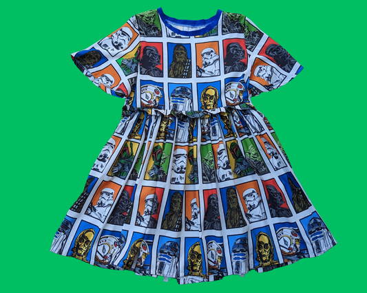 Handmade, Upcycled Star Wars The Phantom Menace Dress with Matching Detachable Collar Size M