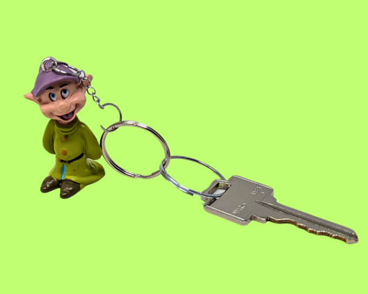 Handmade, Upcycled Snow White and the Seven Dwarves, Dopey Toy Keychain