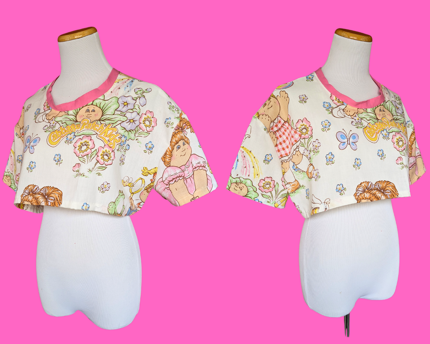 Handmade, Upcycled Cabbage Patch Kids Bedsheet Crop Top Size XS