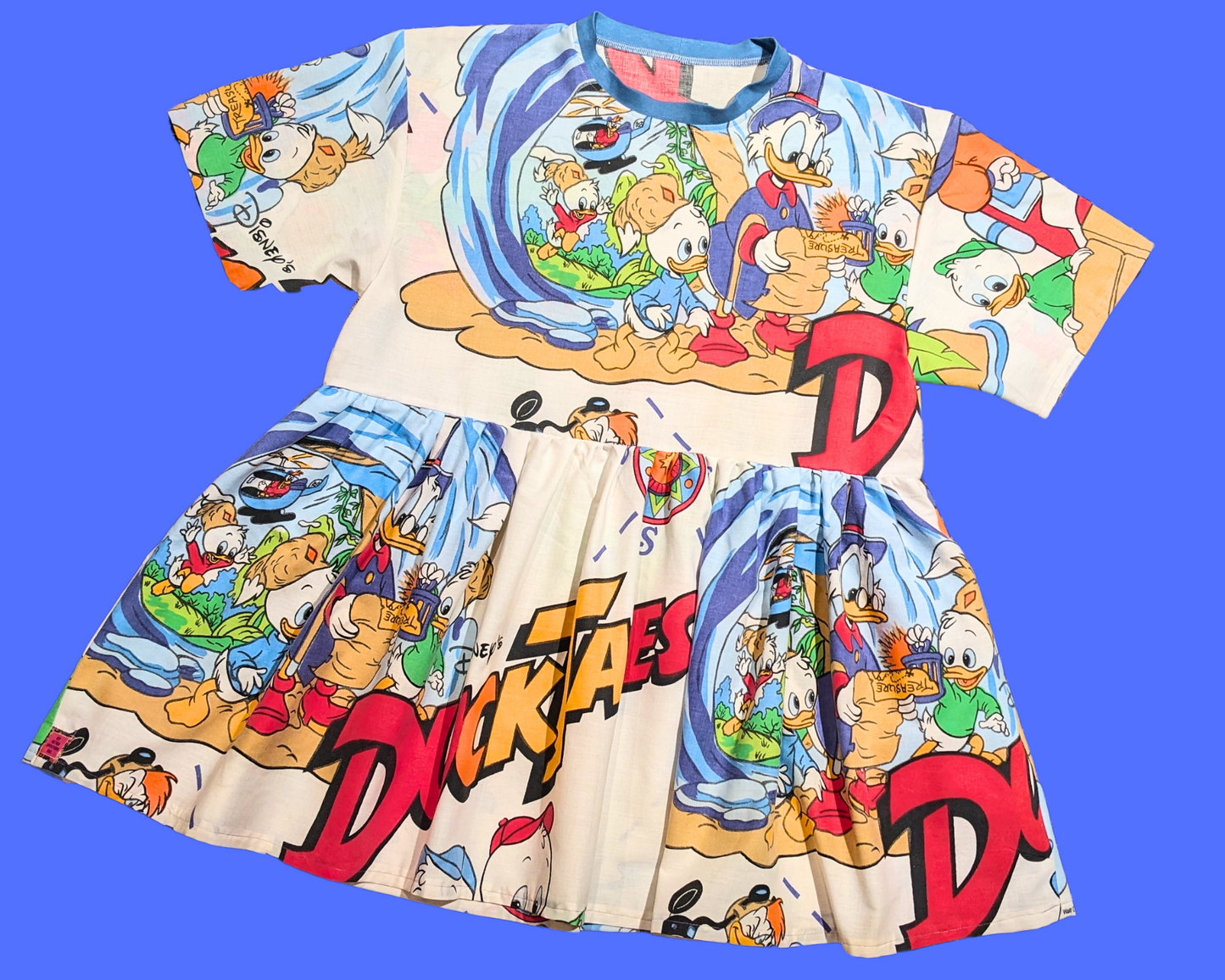 Handmade, Upcycled Walt Disney's Duck Tales Bedsheet T-Shirt Dress Fits S-M-L-XL