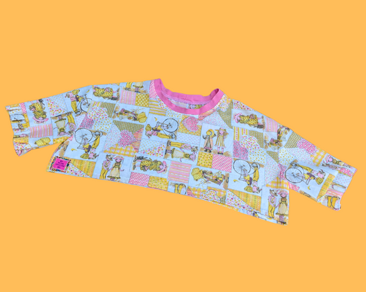 Fait à la main, Upcycled Toy Story 4 Drap de lit Crop Top Taille XS