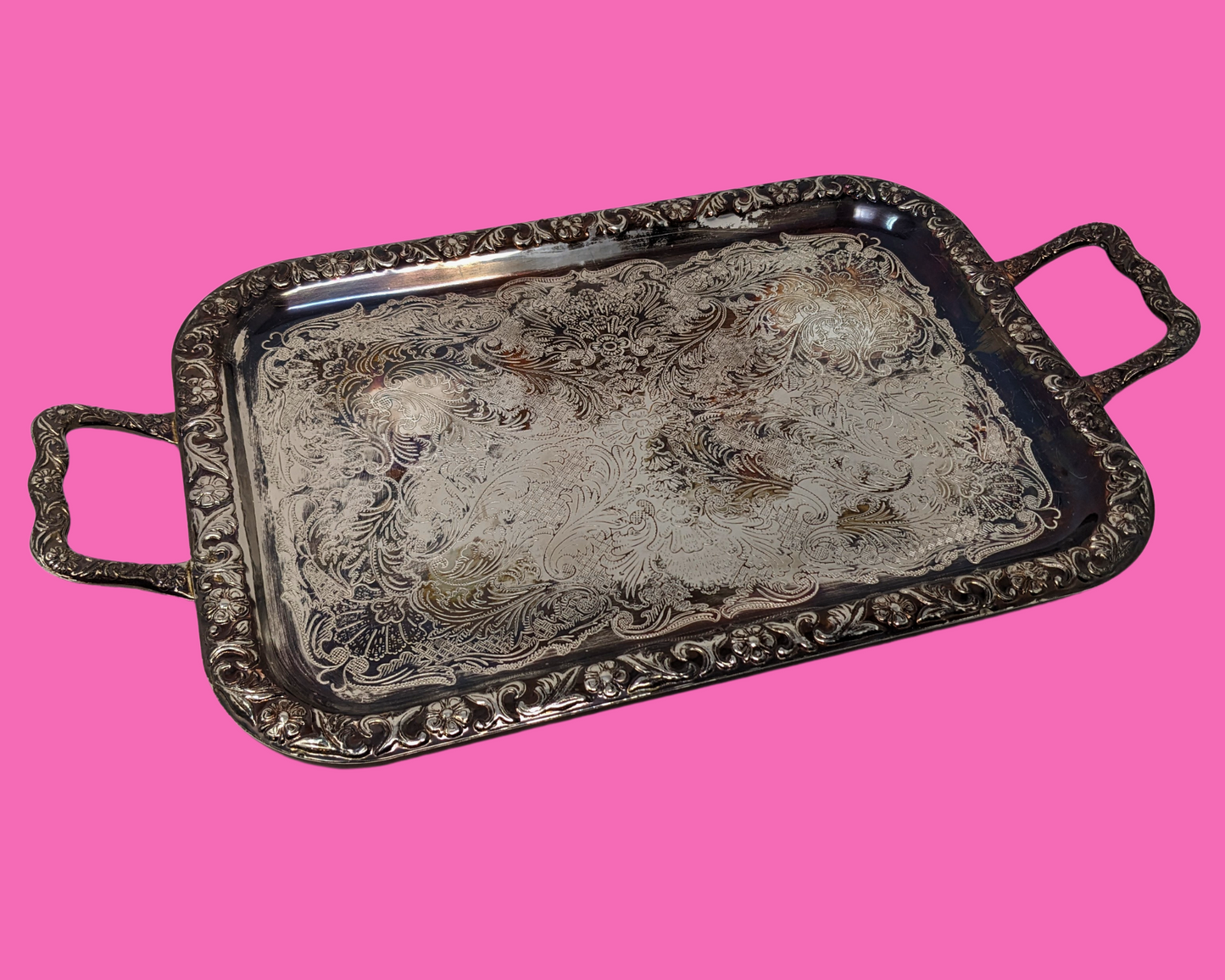 Vintage 1960's Carved Metal Tray