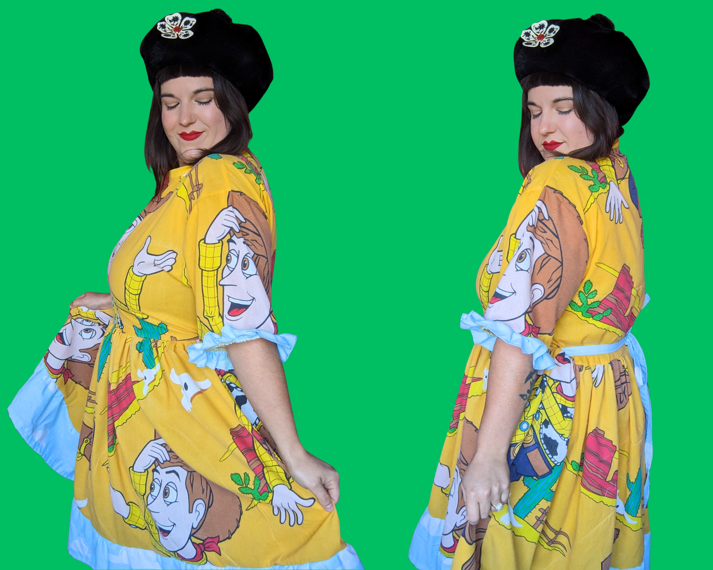 Handmade, Upcycled Vintage 1990's Walt Disney's, Pixar Toy Story, Woody Bedsheet T-Shirt Dress Fits S-M-L-XL