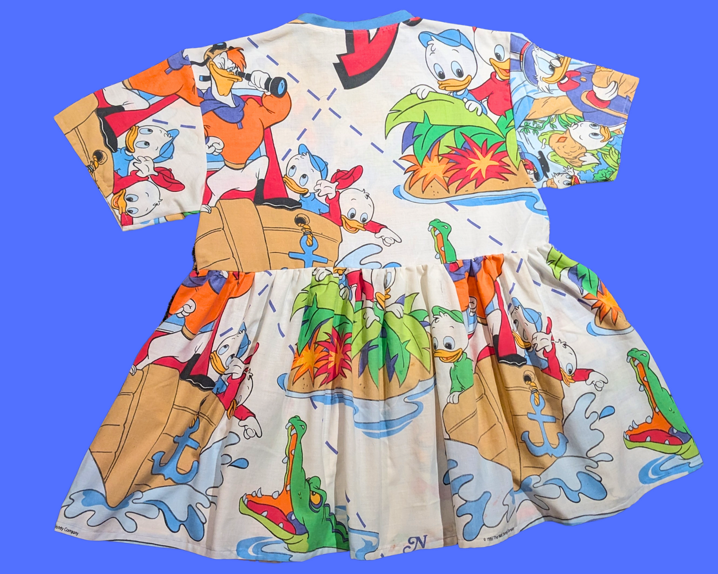 Handmade, Upcycled Walt Disney's Duck Tales Bedsheet T-Shirt Dress Fits S-M-L-XL