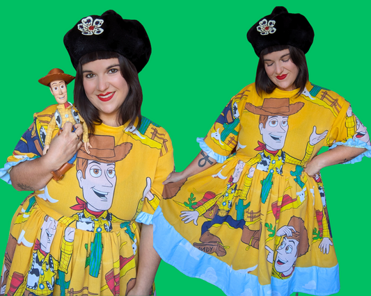 Handmade, Upcycled Vintage 1990's Walt Disney's, Pixar Toy Story, Woody Bedsheet T-Shirt Dress Fits S-M-L-XL