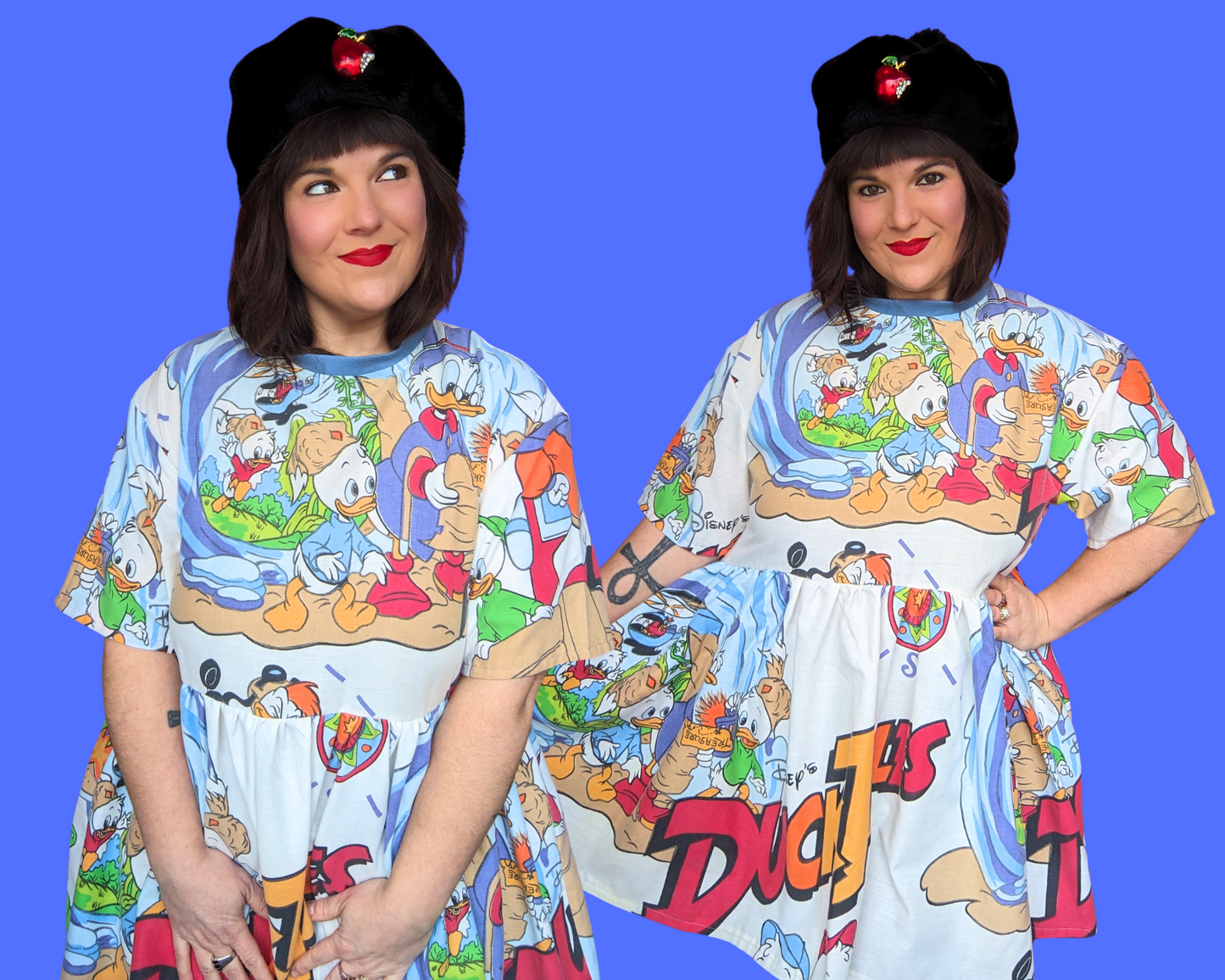 Handmade, Upcycled Walt Disney's Duck Tales Bedsheet T-Shirt Dress Fits S-M-L-XL