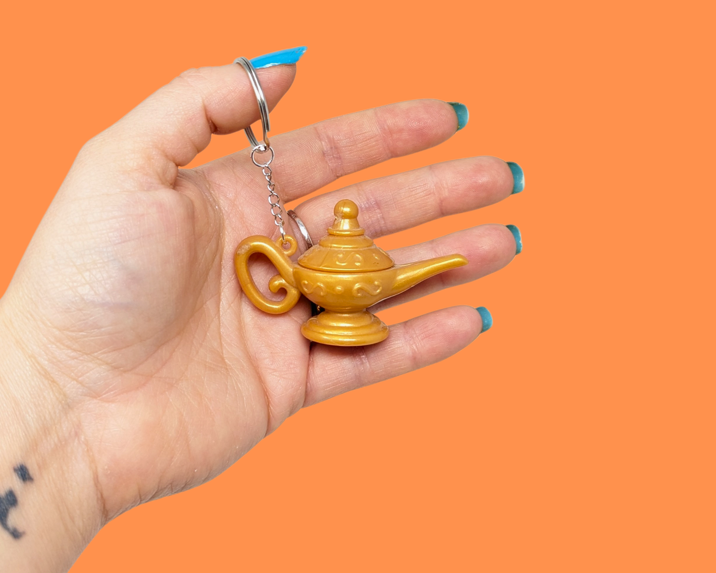 Handmade, Upcycled Genie Magic Lamp Toy Keychain