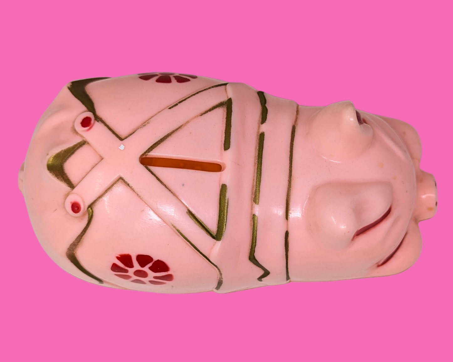 Vintage 1960's Pink, Plastic Piggy Bank