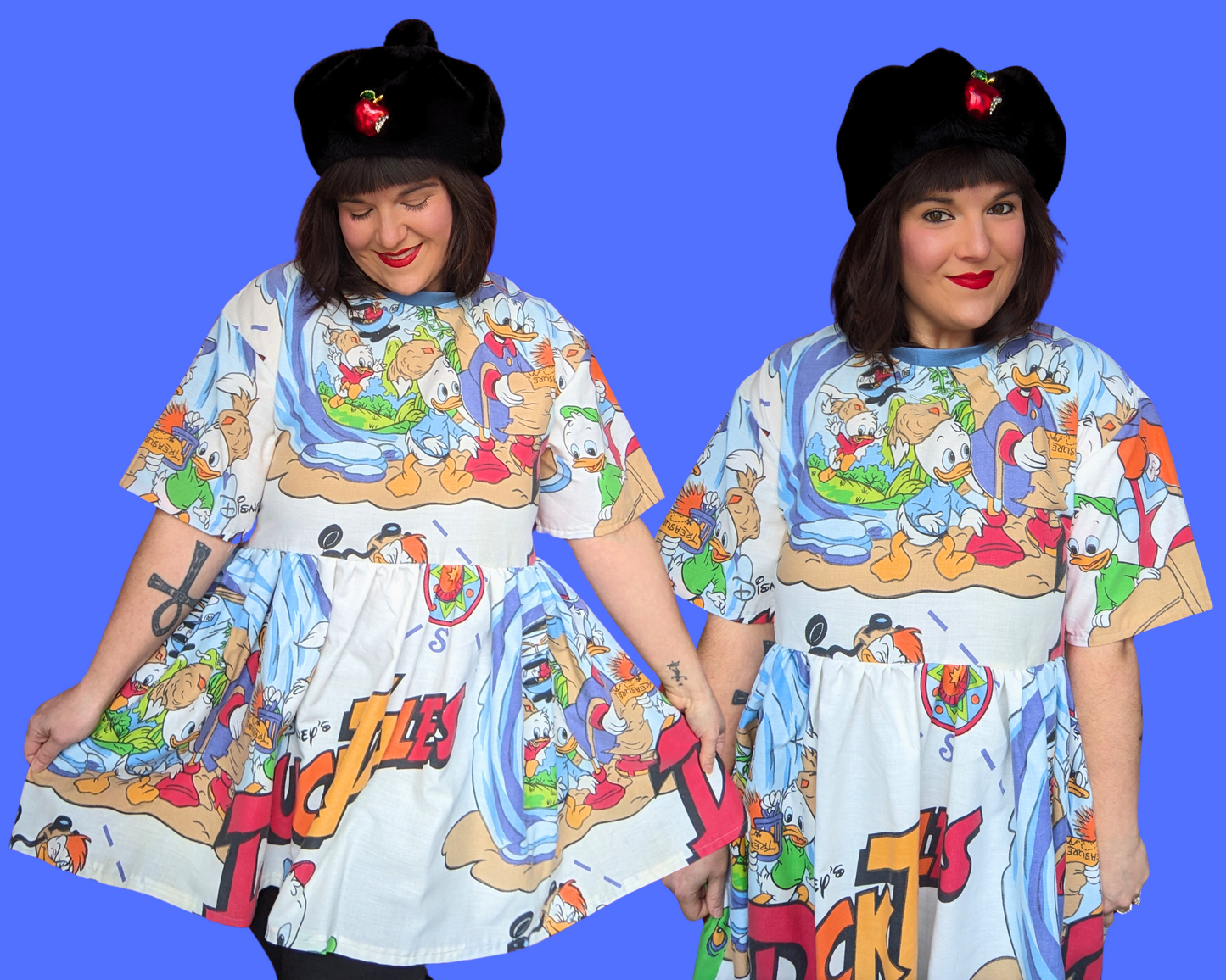 Handmade, Upcycled Walt Disney's Duck Tales Bedsheet T-Shirt Dress Fits S-M-L-XL