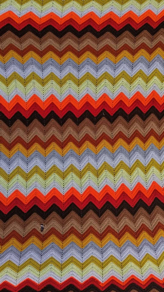 Vintage 1980's Funky and Colorful Crochet Blanket