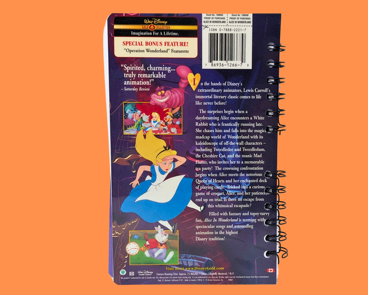 Alice in Wonderland, Walt Disney VHS Movie Notebook