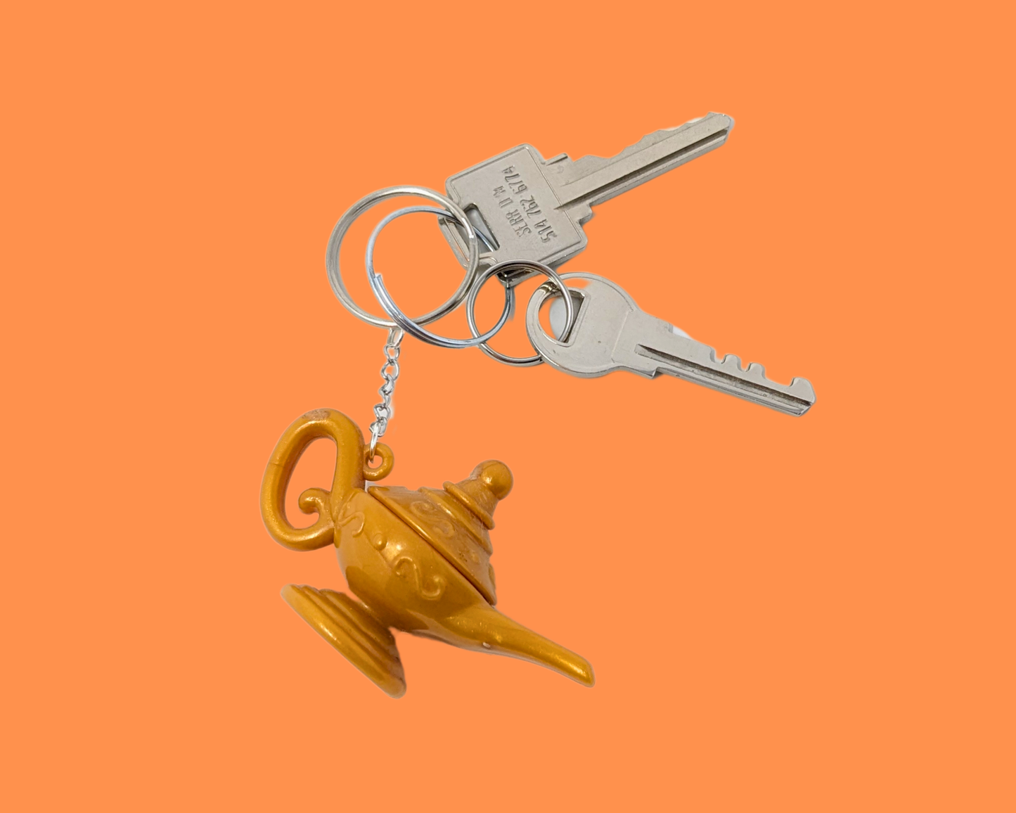 Handmade, Upcycled Genie Magic Lamp Toy Keychain