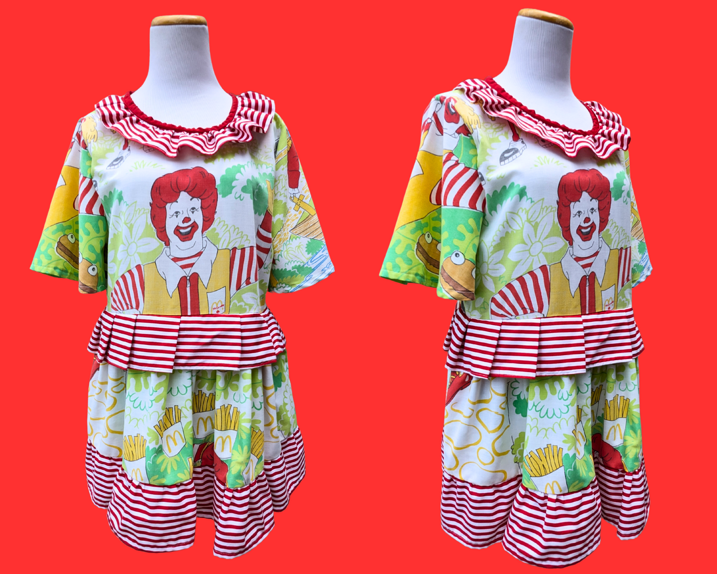 Handmade, Upcycled Vintage 1980's McDonald's Bedsheet Dress Size M