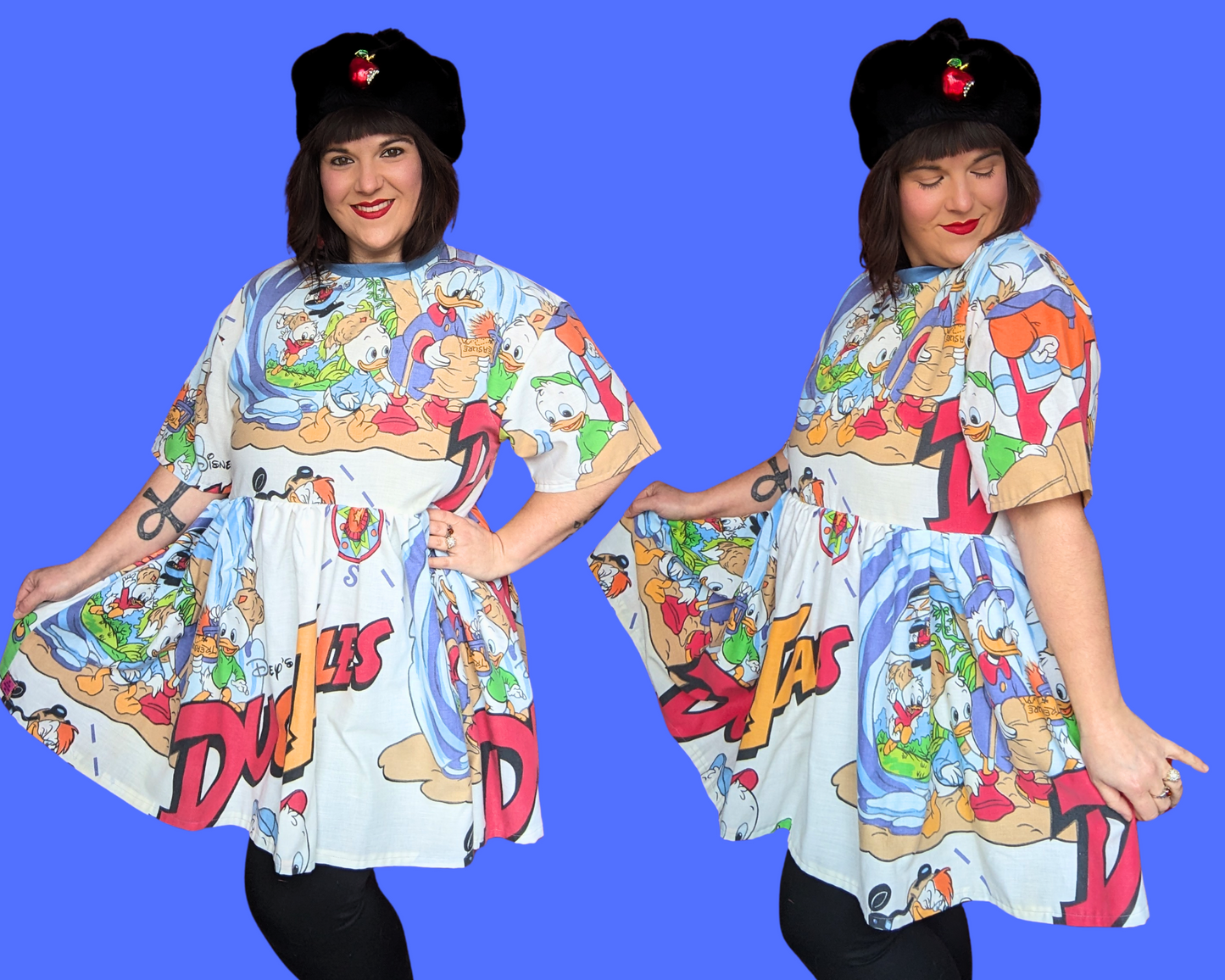 Handmade, Upcycled Walt Disney's Duck Tales Bedsheet T-Shirt Dress Fits S-M-L-XL