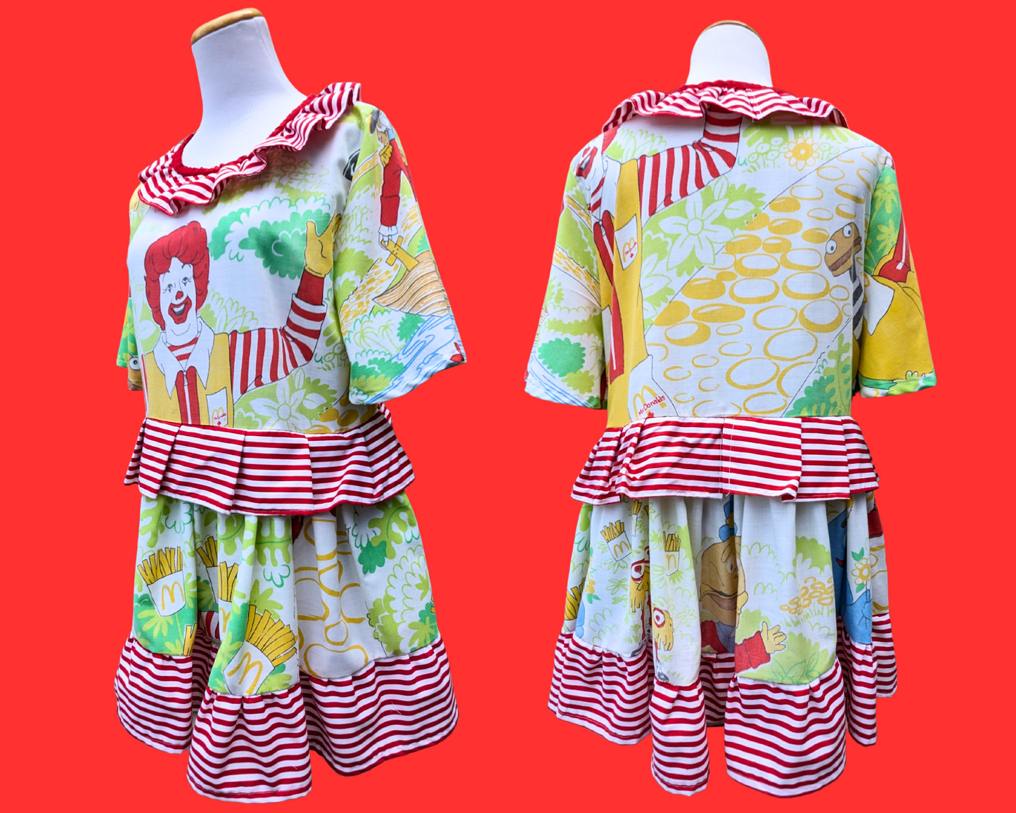 Handmade, Upcycled Vintage 1980's McDonald's Bedsheet Dress Size M