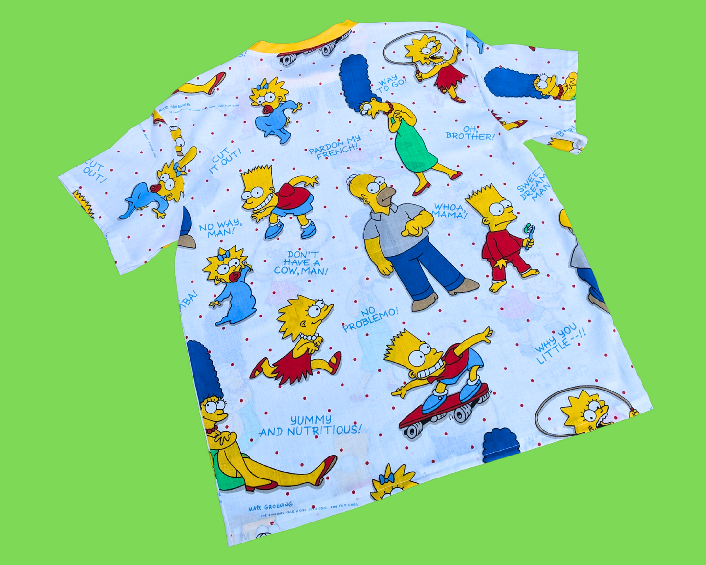 Handmade, Upcycled The Simpsons Bedsheet T-Shirt Oversized XS - Fits Like A Size M