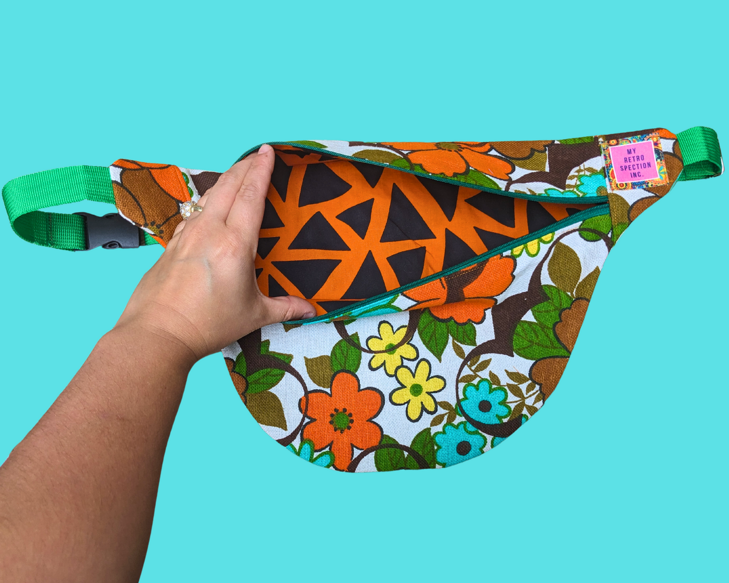 Handmade, Upcycled Vintage Groovy Flower Power Fanny Pack