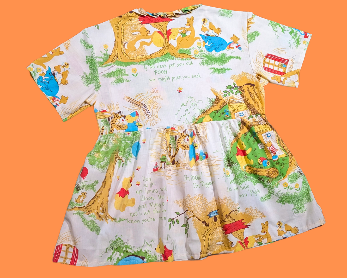 Handmade, Upcycled Walt Disney's Winnie The Pooh Bedsheet T-Shirt Dress Fits S-M-L-XL
