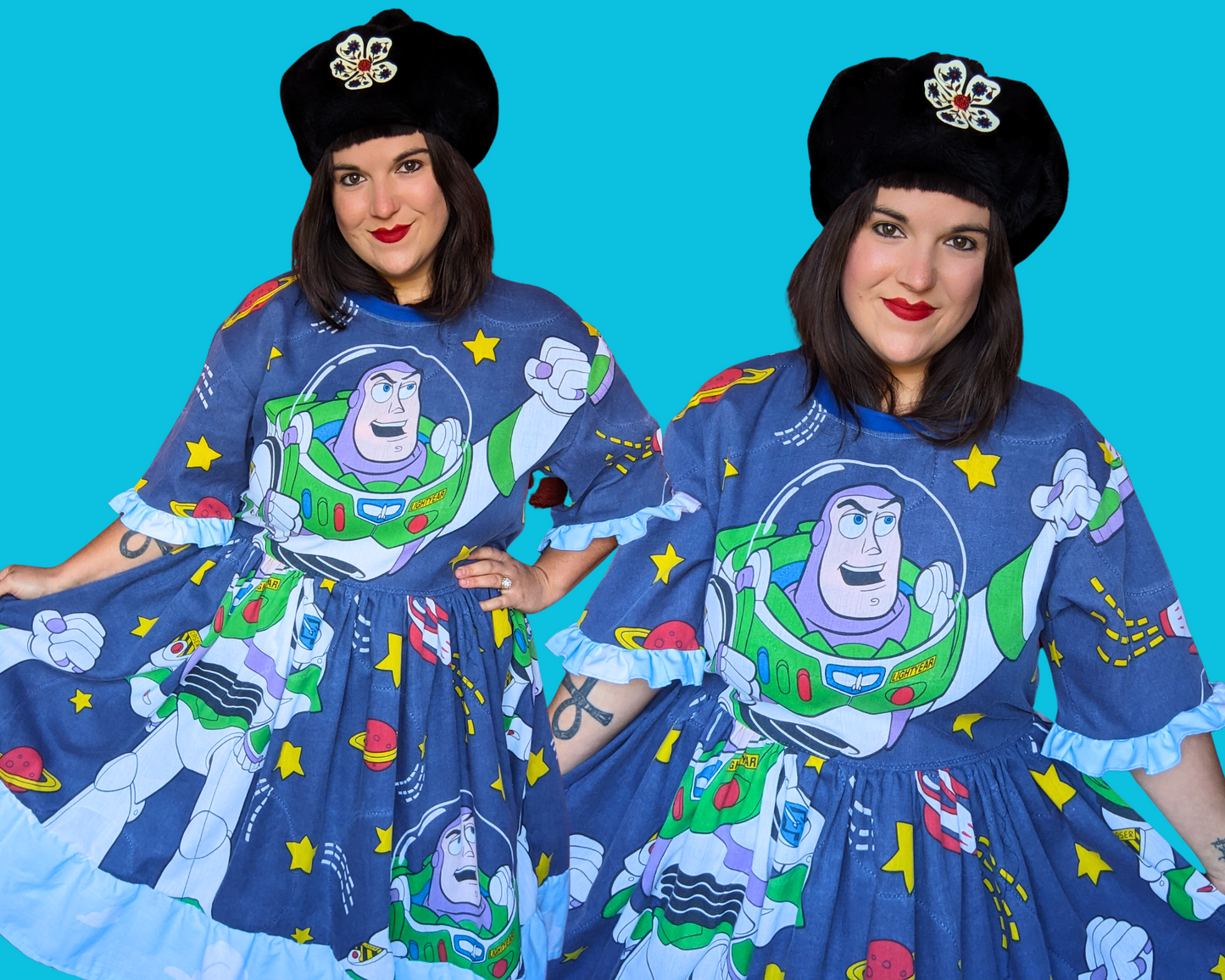 Handmade, Upcycled Vintage 1990's Walt Disney's, Pixar Toy Story, Buzz Lightyear Bedsheet T-Shirt Dress Fits S-M-L-XL