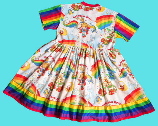 Handmade, Upcycled Vintage 1980's Rainbow Brite Bedsheet T-Shirt Dress Fits S-M-L-XL