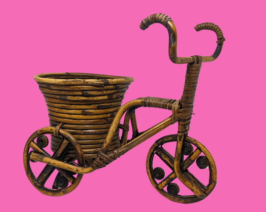 Vintage 1990's Wicker Bicycle Plant Holder