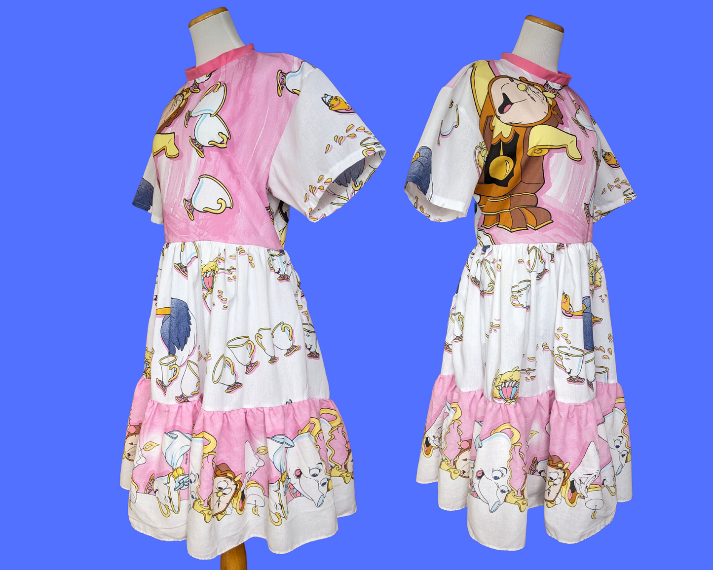 Handmade, Upcycled Vintage 1990's Walt Disney's Beauty and The Beast Bedsheet T-Shirt Dress Fits S-M-L-XL