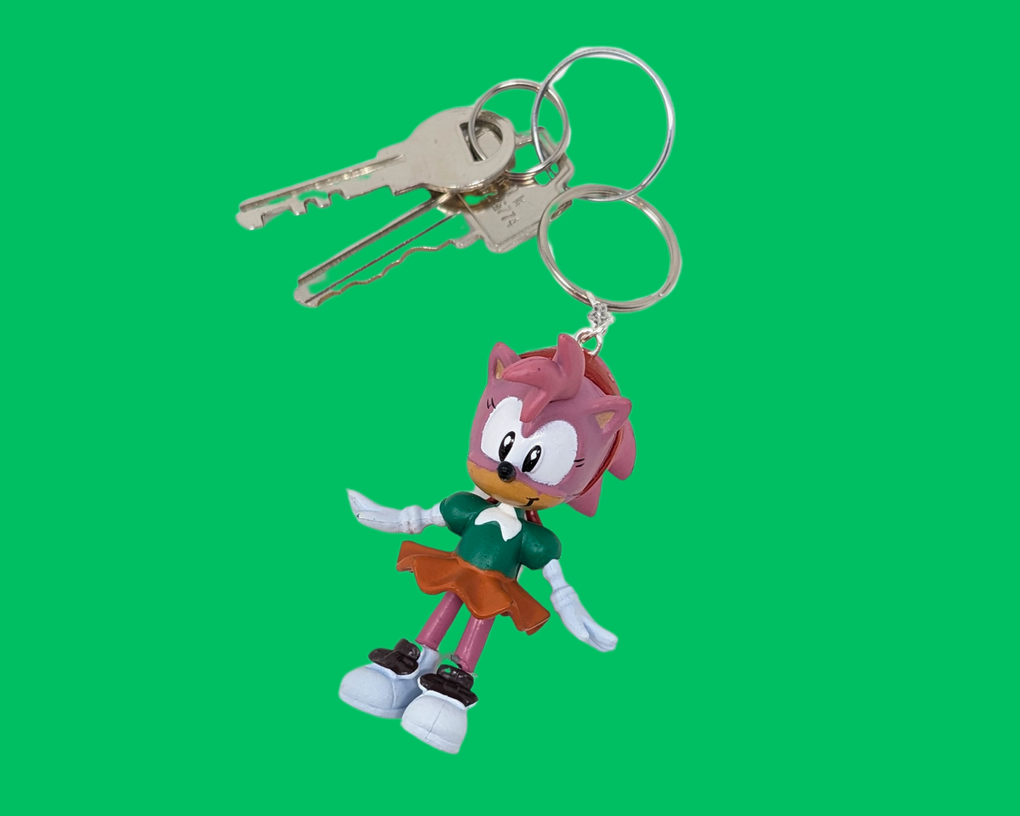 Handmade, Upcycled Sonic The Hedgehog, Amy Rose Toy Keychain