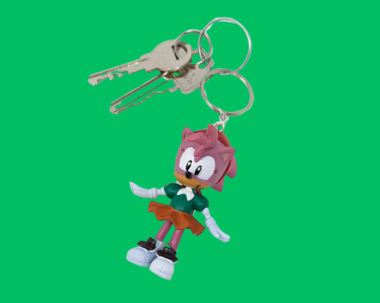 Handmade, Upcycled Sonic The Hedgehog, Amy Rose Toy Keychain